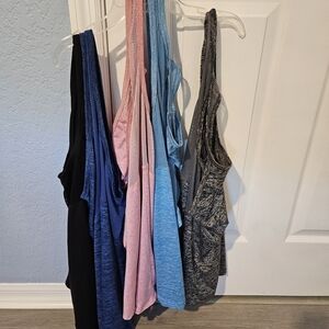 Lot Of 5 Racerback Tank Top Mesh Back Wicking Fabric Super Soft Comfortable